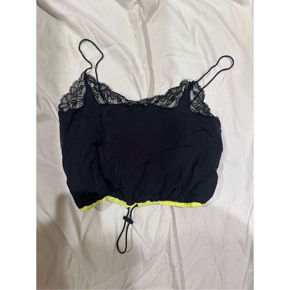 Alexander wang size XS black nylon and yellow with lace cropped top